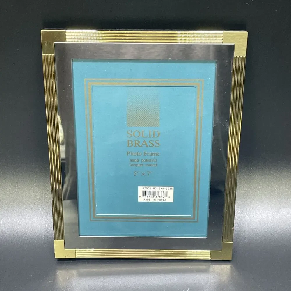 New Vtg Bowon Solid Brass Picture Frame For 5
